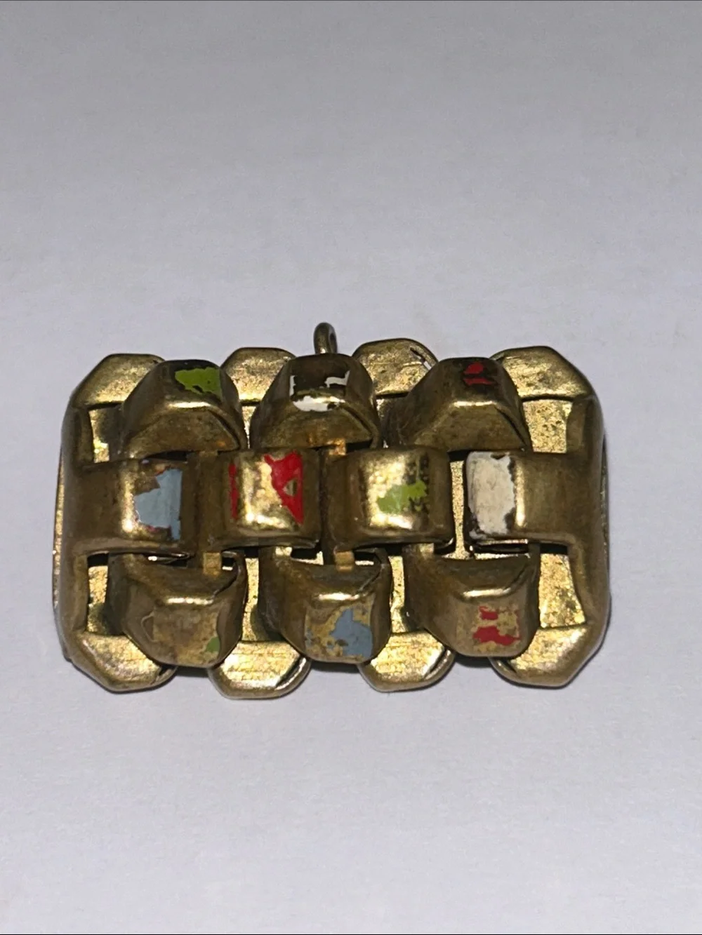 Watch Fob - Vintage German Enamel Brass  Brooch Pin